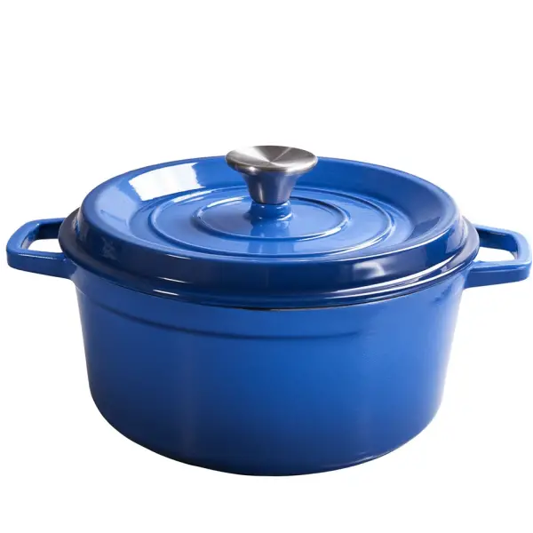 Кокотница чугунная эмалированная 4,5 л, синий HP-1-19-BLUE фото