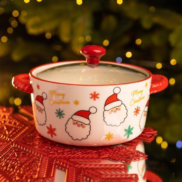 Супниця порцелянова Santa новорічна 800 (мл) з кришкою FM-CS-9A фото