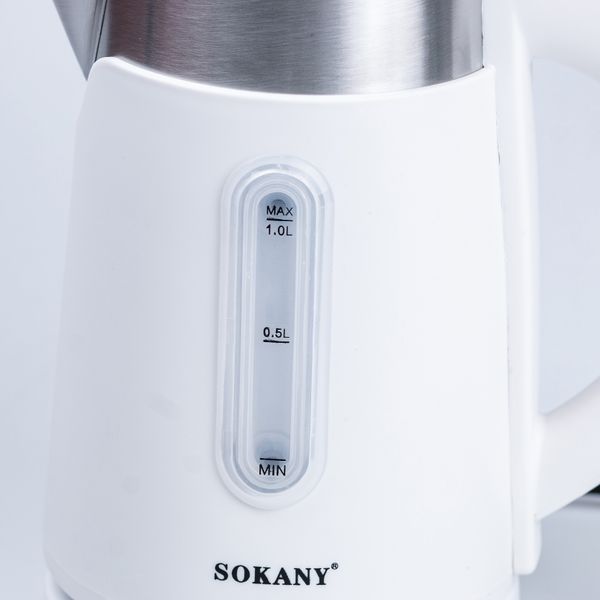 Електрочайник Sokany SK-0808W дисковий 1 л, білий SK0808W фото