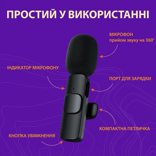 Комплект беспроводных петличных микрофонов K9 для iOS и Android, 2 штуки, черный HP176091 фото