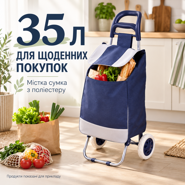 Велика дорожня тачка-сумка з коліщатками колір Блакитний SU63 фото