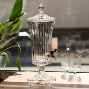 Лимонадниця 2 л скляна на ніжці Patterned Pitcher з краником HP-34-70 фото