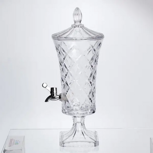 Лимонадница 2 л стеклянная на ножке Glass Fountain с краном HP-34-69 фото