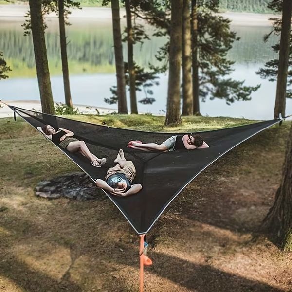 Треугольный походный гамак портативный трехместный гамак G10022 фото