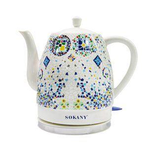 Білий електричний чайник Sokany 1,5 літра безшумний SK-09008 фото