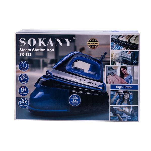 Утюг с паровой станцией SOKANY SK-188 с керамической подошвой, синий SK188NB фото