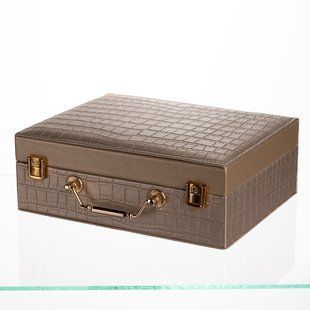 Скринька для прикрас з еко шкіри 19 відділень з дзеркалом 23.5&times;14&times;8 см Золотистий HP-5-20GOLD фото