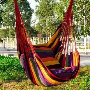 Уличное подвесное кресло-гамак 100x130см / Подвесной тканевый гамак с подушками до 150кг Красный G10009/1 фото