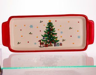Блюдо сервировочное новогоднее для закусок 39&times;15&times;2 (см) из фарфора CR-1-1 фото