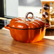 Кастрюля чугунная эмалированная Iron Pumpkin 3,5 л, кокотница жаровня оранжевый HP-FLG-19 ORANGE фото 4